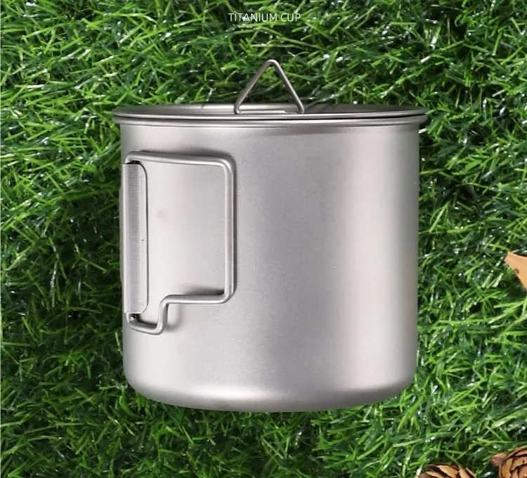 AYULL Pure Titanium Water Cup 500ml, Foldable Coffee Mug With Lid Suitable For Outdoor Camping Or Home Use