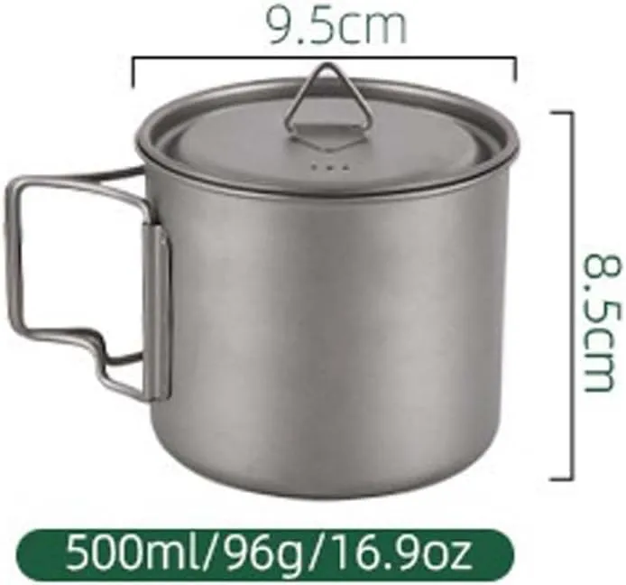 AYULL Pure Titanium Water Cup 500ml, Foldable Coffee Mug With Lid Suitable For Outdoor Camping Or Home Use