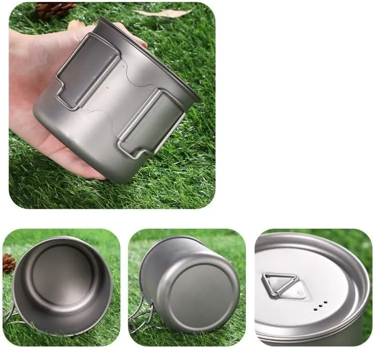 AYULL Pure Titanium Water Cup 500ml, Foldable Coffee Mug With Lid Suitable For Outdoor Camping Or Home Use