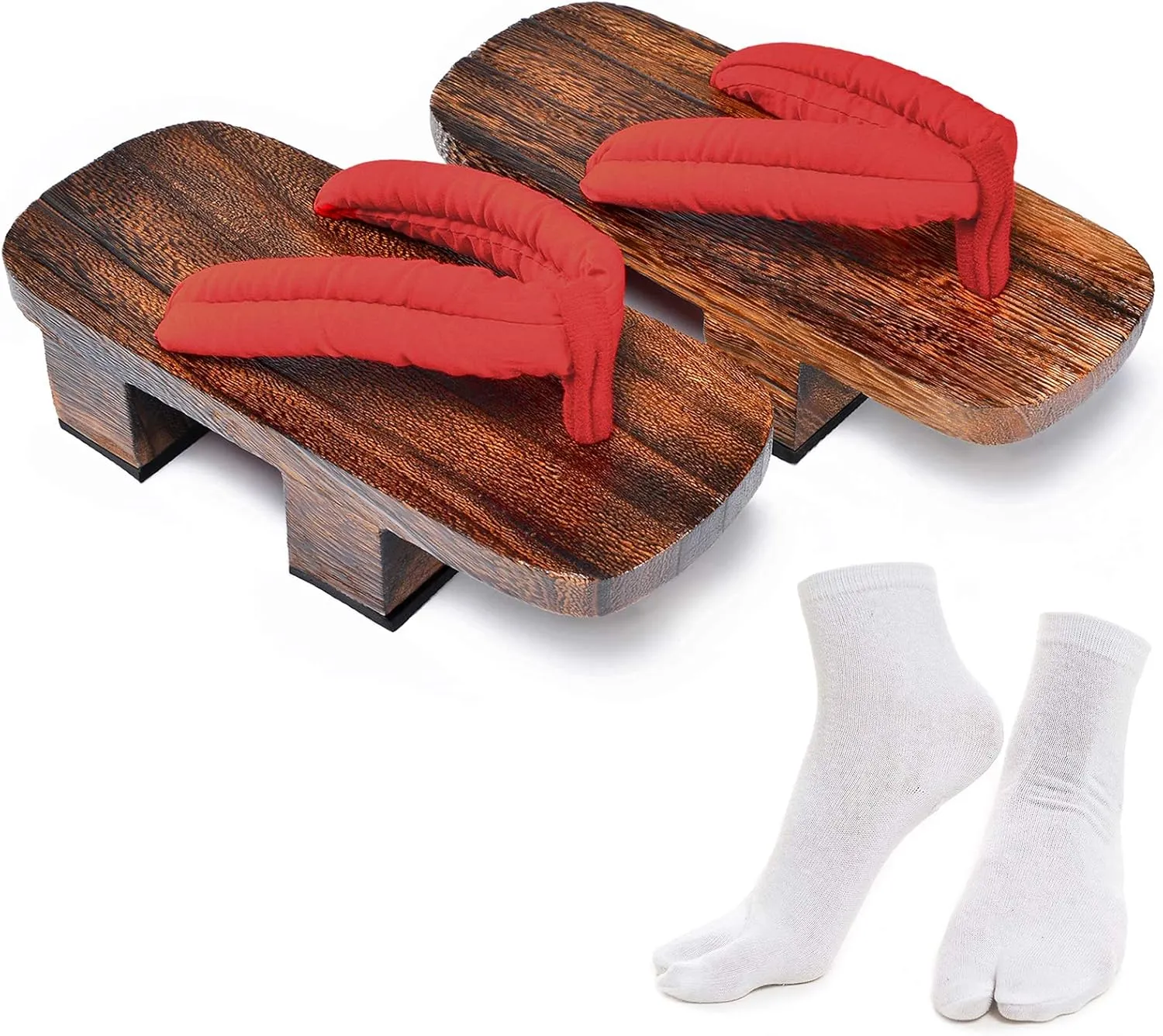 Azumasun Japanese Wooden Clogs with Tabi Socks For Men Women