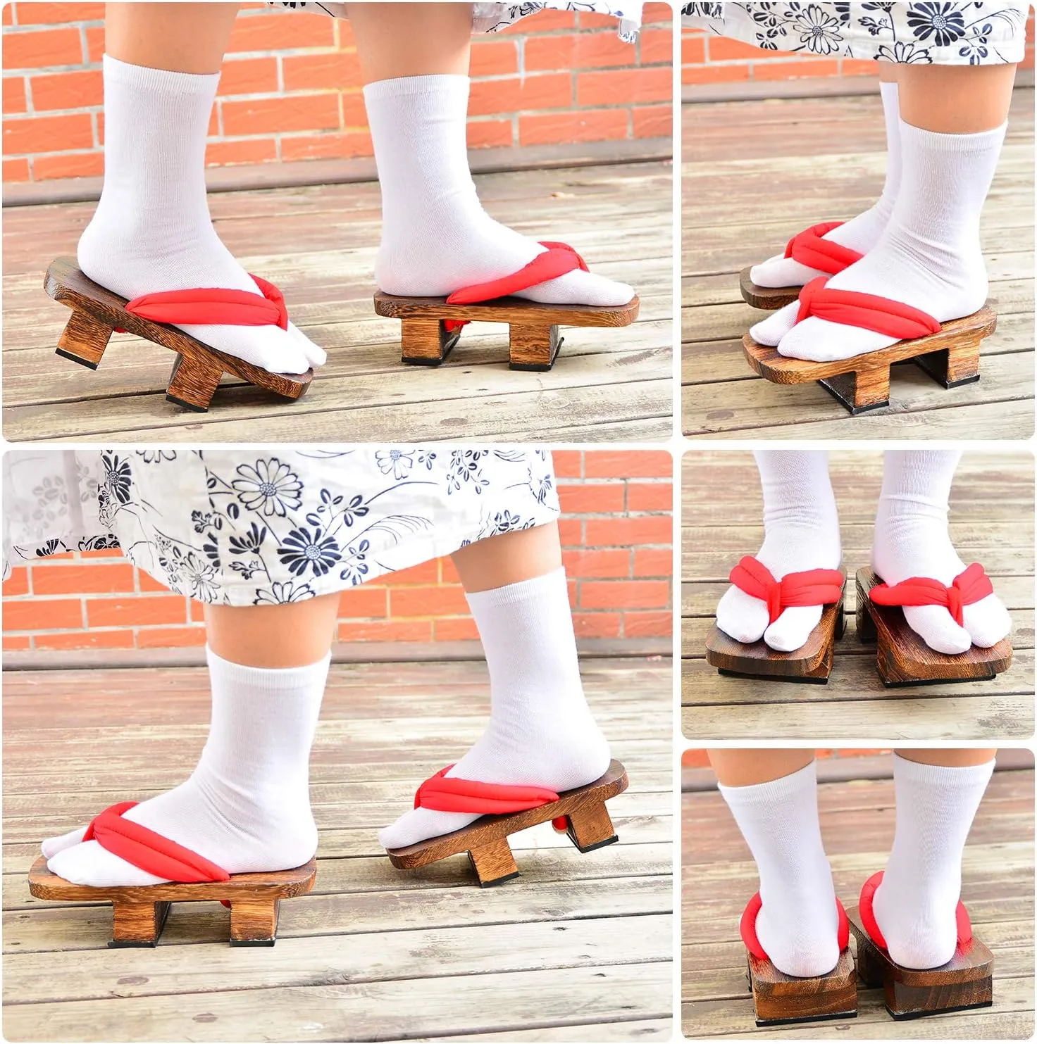 Azumasun Japanese Wooden Clogs with Tabi Socks For Men Women