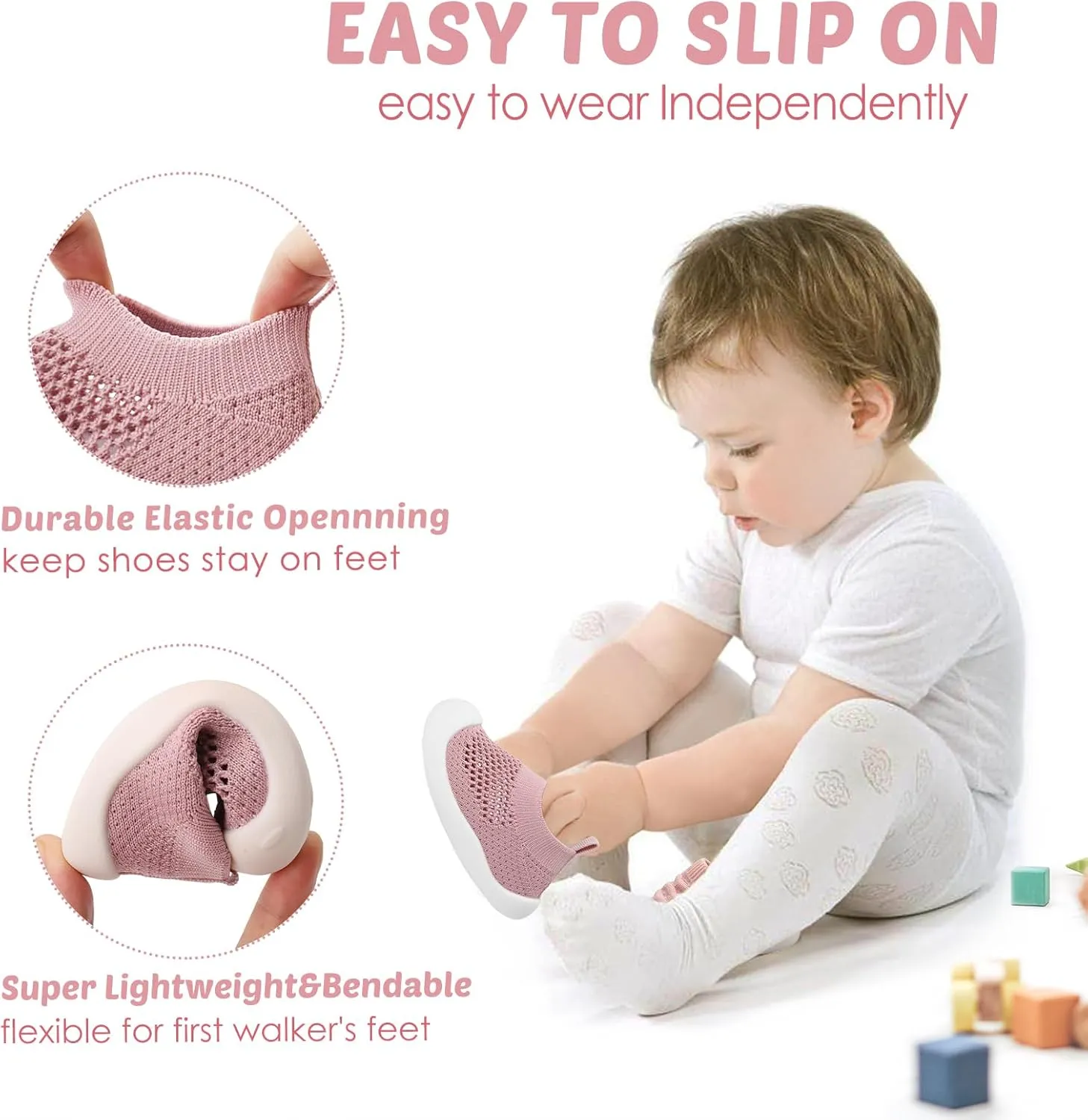 Baby Walking Shoes Toddler Girl Boy Soft Sole Breathable Mesh Slip on Summer Wide Shoes Infant Flexible Lightweight Non-Slip Safer Causal Tennis Shoes Toddler First Walkers Shoes Rubber Soles Outdoor