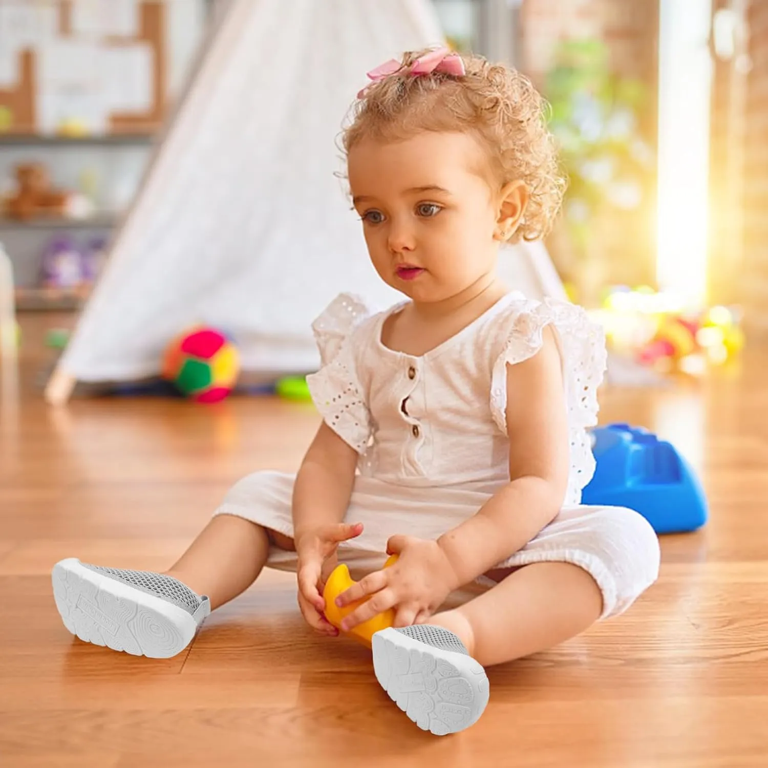 Baby Walking Shoes Toddler Girl Boy Soft Sole Breathable Mesh Slip on Summer Wide Shoes Infant Flexible Lightweight Non-Slip Safer Causal Tennis Shoes Toddler First Walkers Shoes Rubber Soles Outdoor