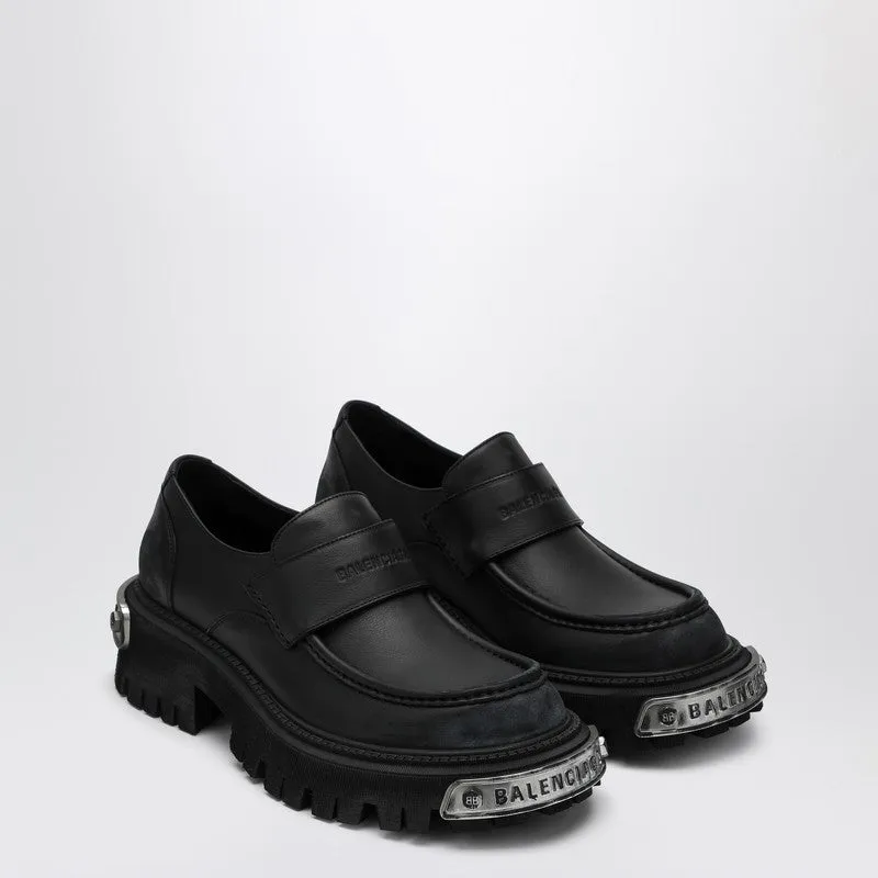 Balenciaga Black Leather Tractor Loafers