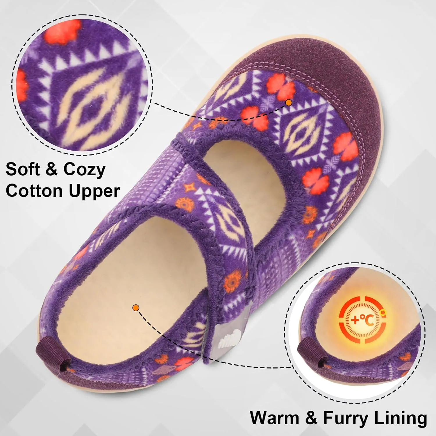 BARERUN Womens Slippers Wide Diabetic Shoes for Women Adjustable House Slippers Swollen Bunions Neuropathy House Shoes Stable Non Slip Barefoot Walking Shoes Indoor Outdoor