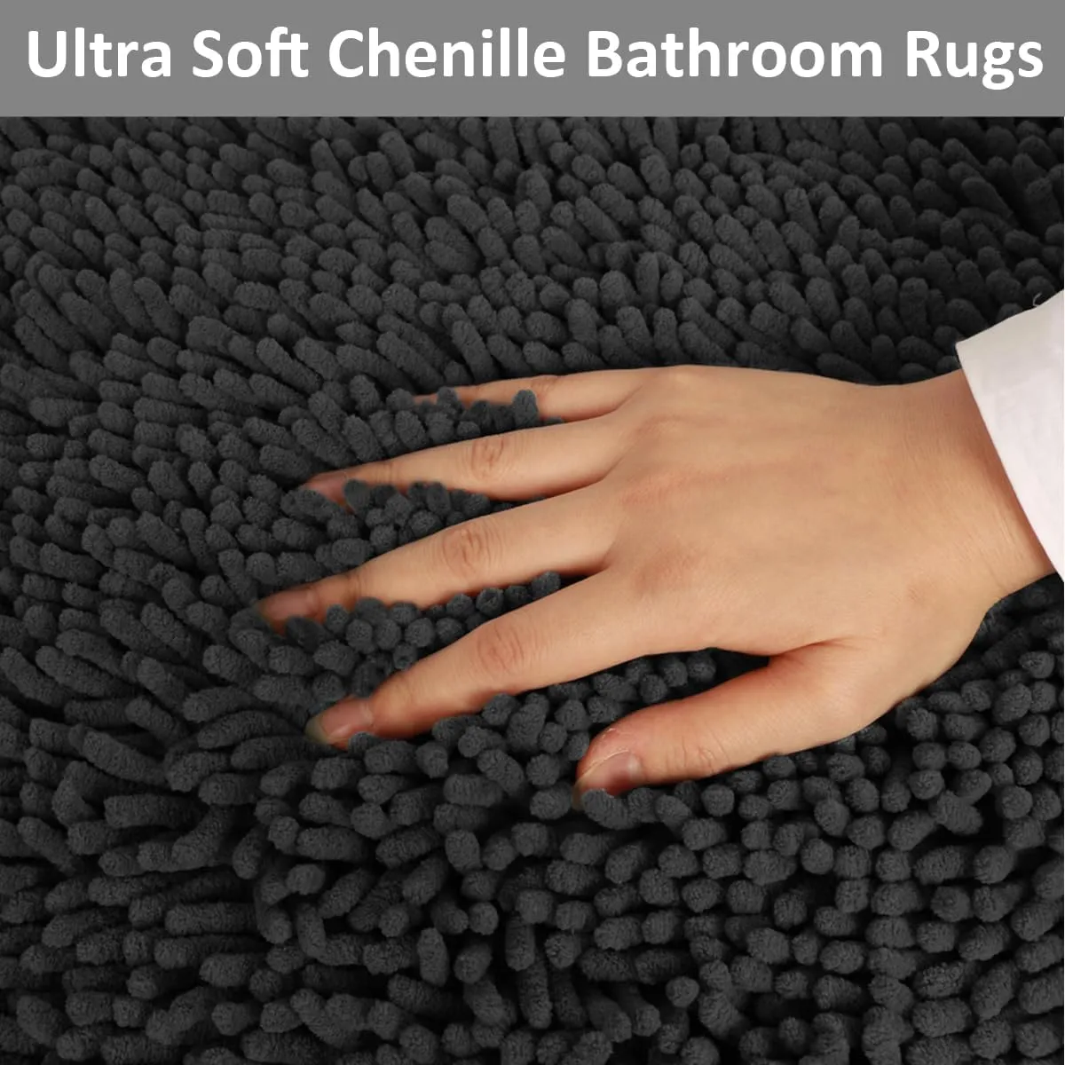 Bathroom Rugs Set Non Slip 3 Piece Bath Mat Washable Chenille Bath Rugs with PVC Backing Bath Carpet,Absorbent Bathroom Mats with Toilet Rug,Bath Mats for Bathroom,Bedroom, Kitchen,Tub,Home Decor