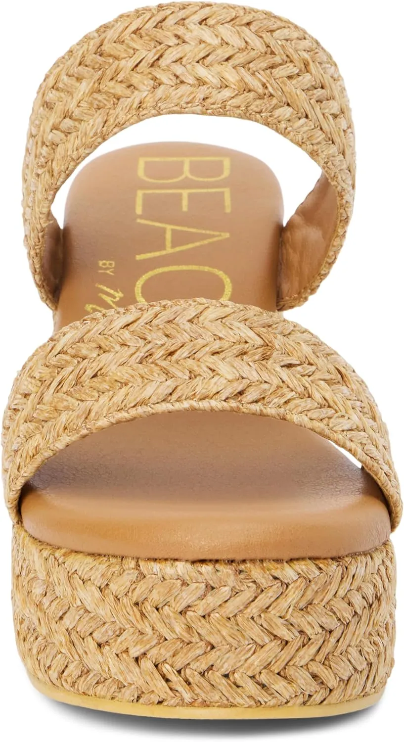BEACH by Matisse Womens Ocean Ave Platform Block Casual Sandals Casual High Heel 3" & Up - Beige