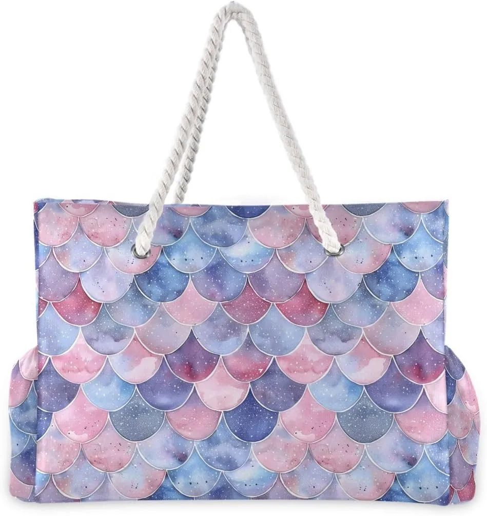 Beach Tote Bags for Women, Turtle Flower Starfish Large Beach Shoulder Bag Pool Bags Purse