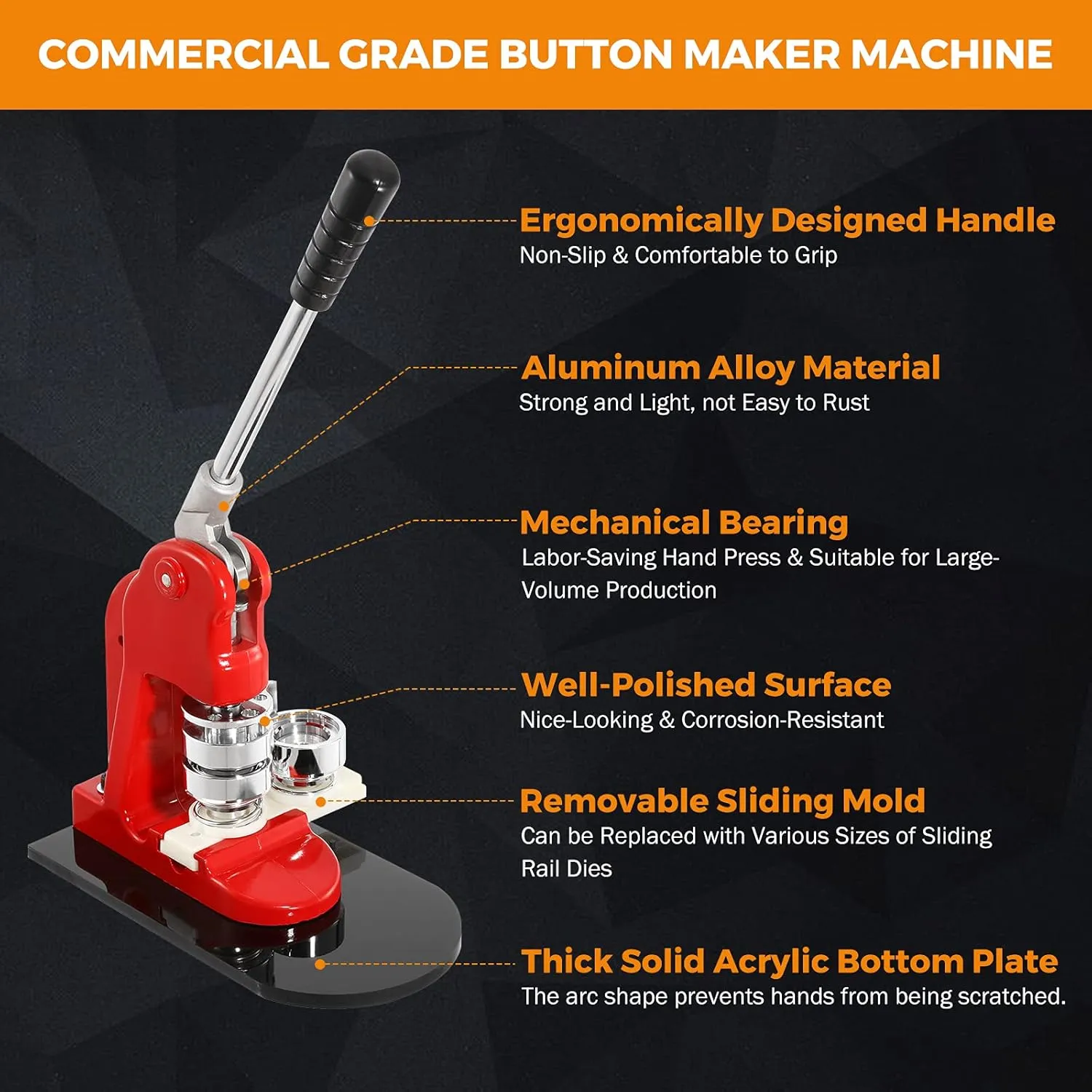 BEAMNOVA Button Maker Machine DIY Round Pin Maker Kit, 44mm / 1.73 in (About 1-3/4 Inch) Badge Press Machine with 1000 Button Parts Supplies