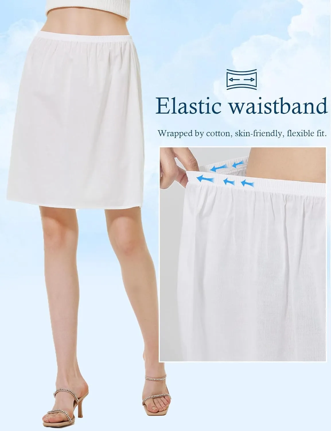 BEAUTELICATE Womens Half Slip 100% Cotton Vintage Underskirt in 3 Lengths