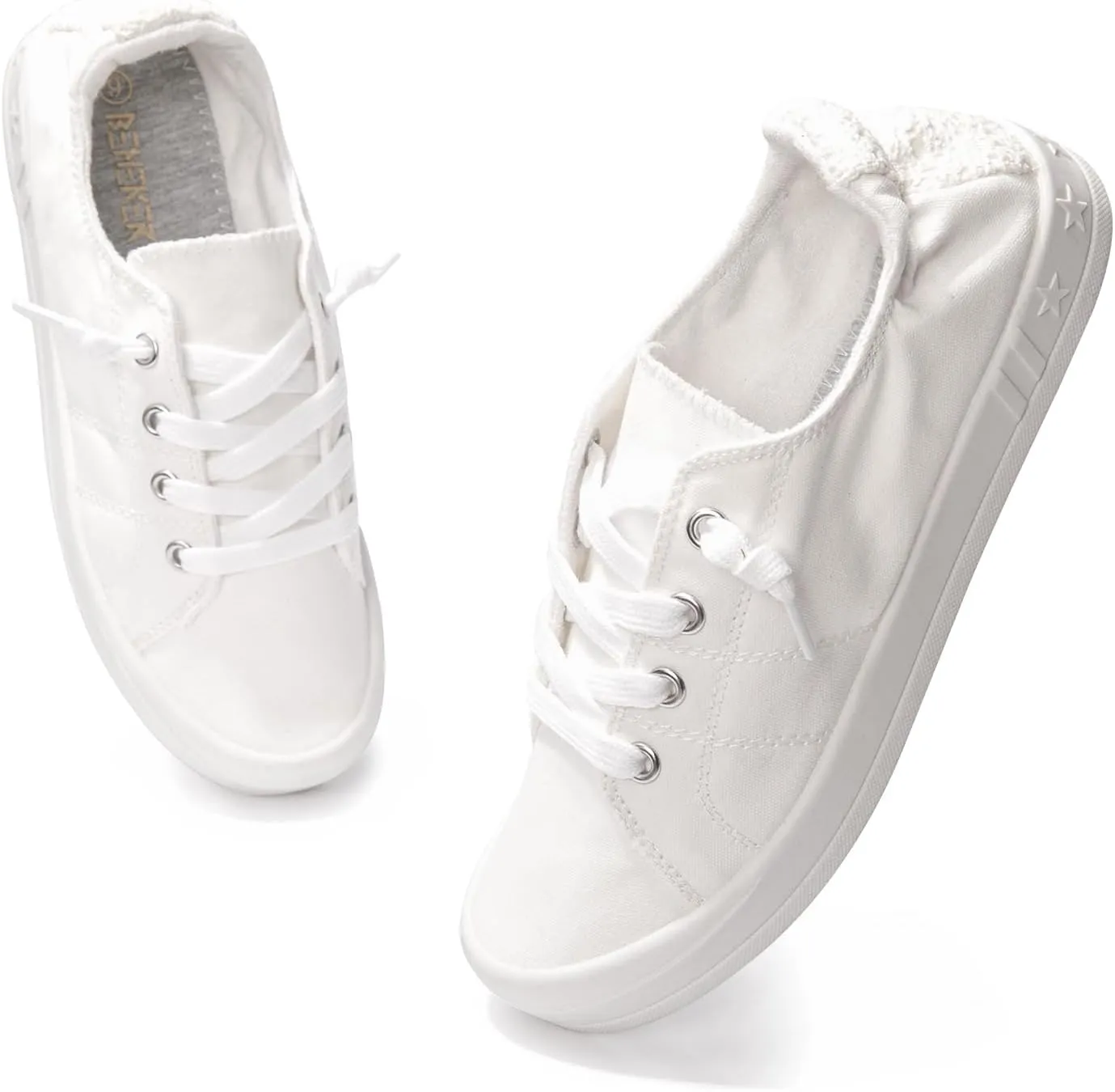BENEKER Women's Platform Canvas Sneakers Low Top Fashion Sneakers Classic Slip-On Comfort Walking Shoes