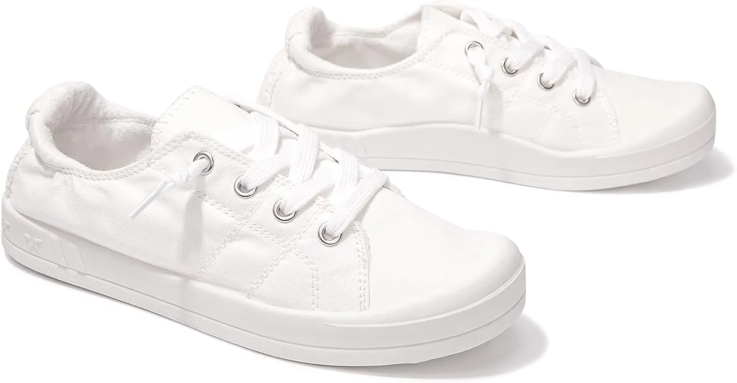 BENEKER Women's Platform Canvas Sneakers Low Top Fashion Sneakers Classic Slip-On Comfort Walking Shoes