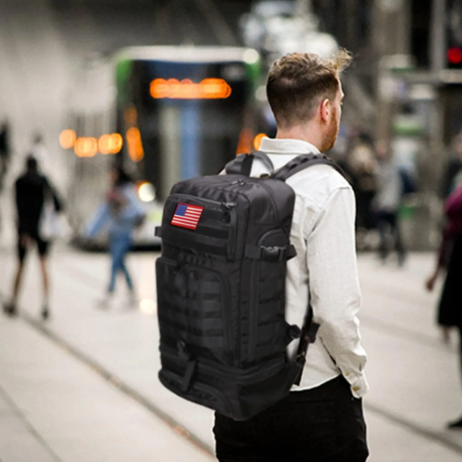 BERTASCHE Lunch Backpack for Men, 15.6 Inch Laptop Backpack for Work College Travel Camping Tactical Molle Daypack, Black