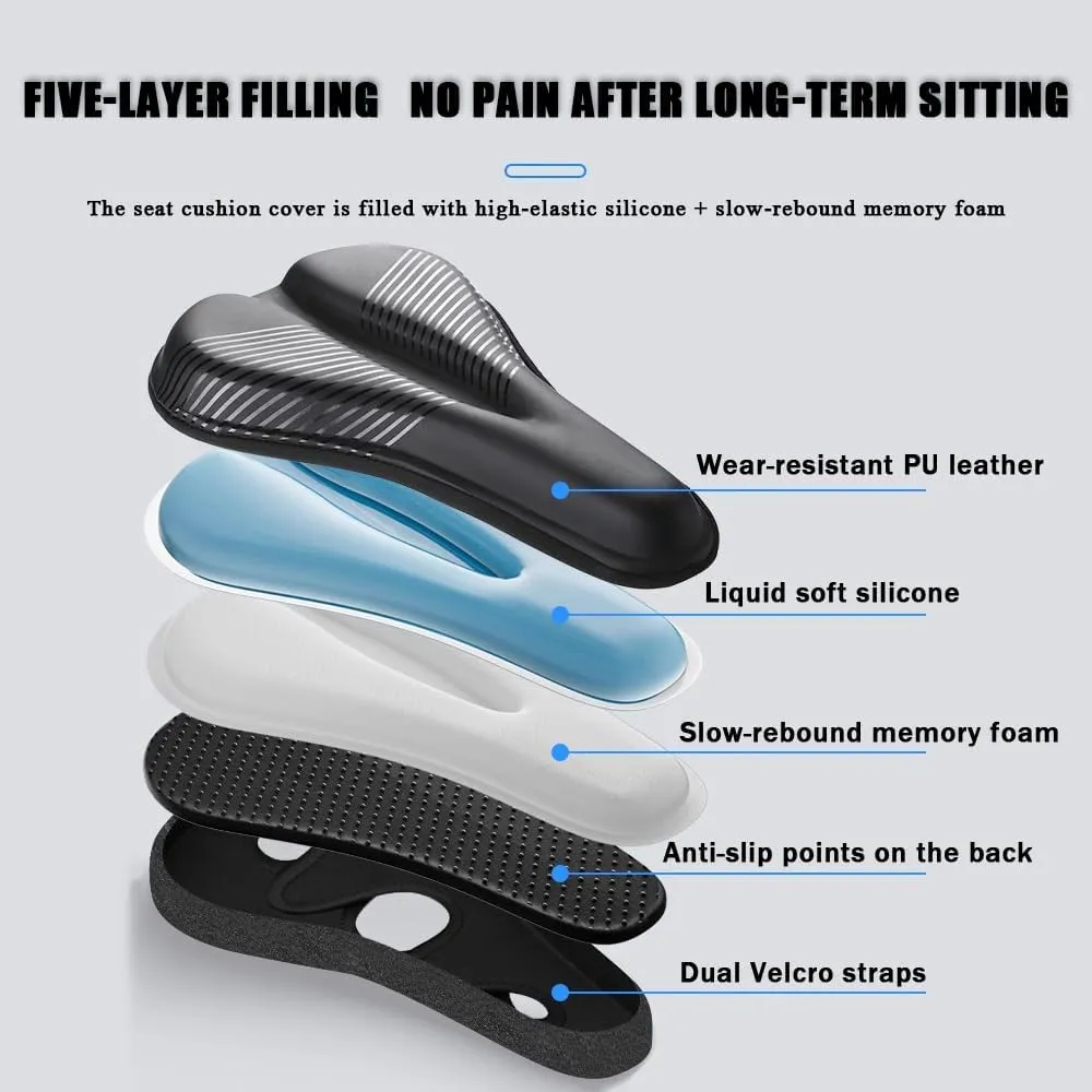 Bike Seat Cushion for Merida Scultura Team Disc Scultura V Team Speeder Speeder 100, Memory Foam & Gel Padded Cover Bicycle Seat for Men Women Shock-Absorbing Comfort Bike Seat Pad,A