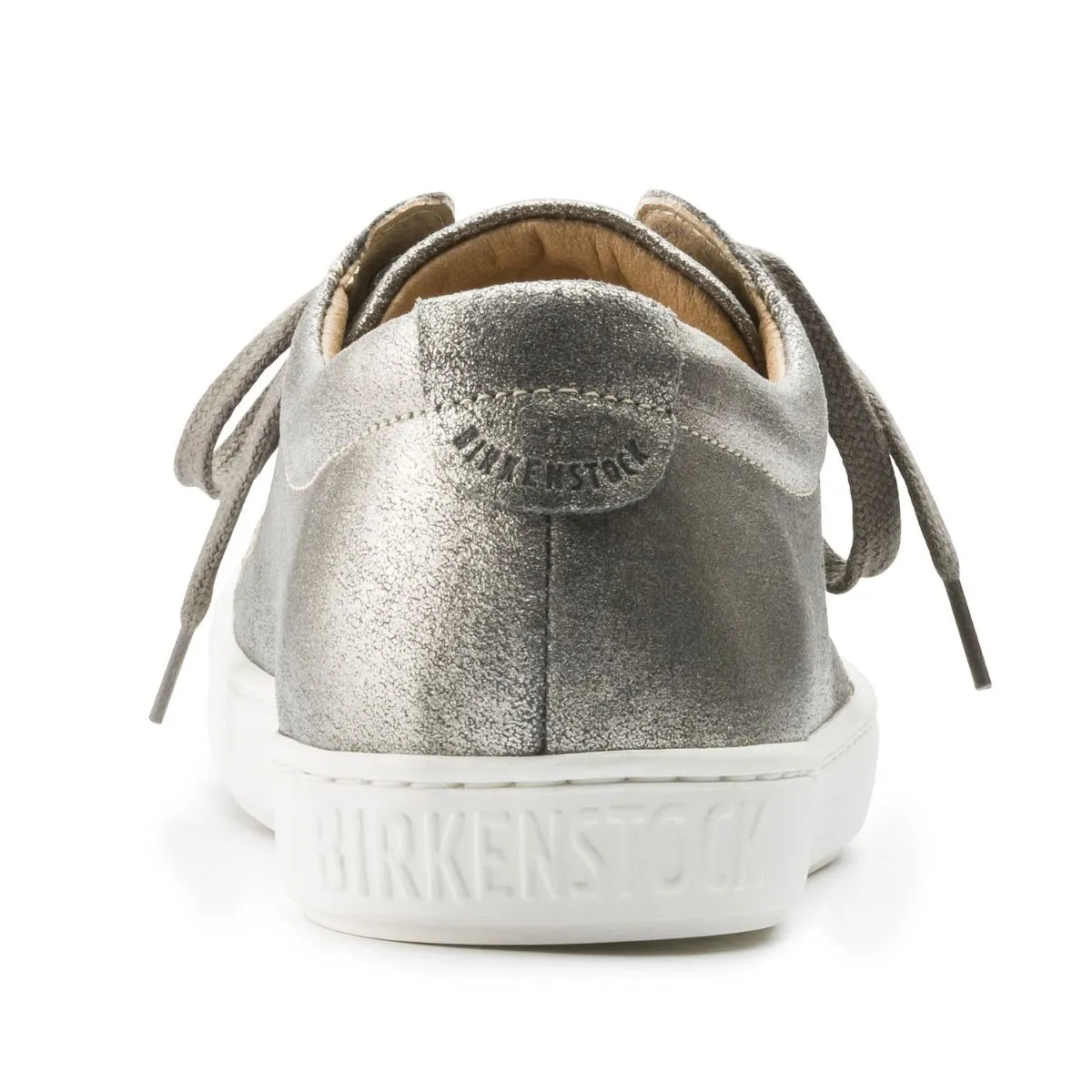 Birkenstock Arran Ladies Leather Metallic Silver Sneakers