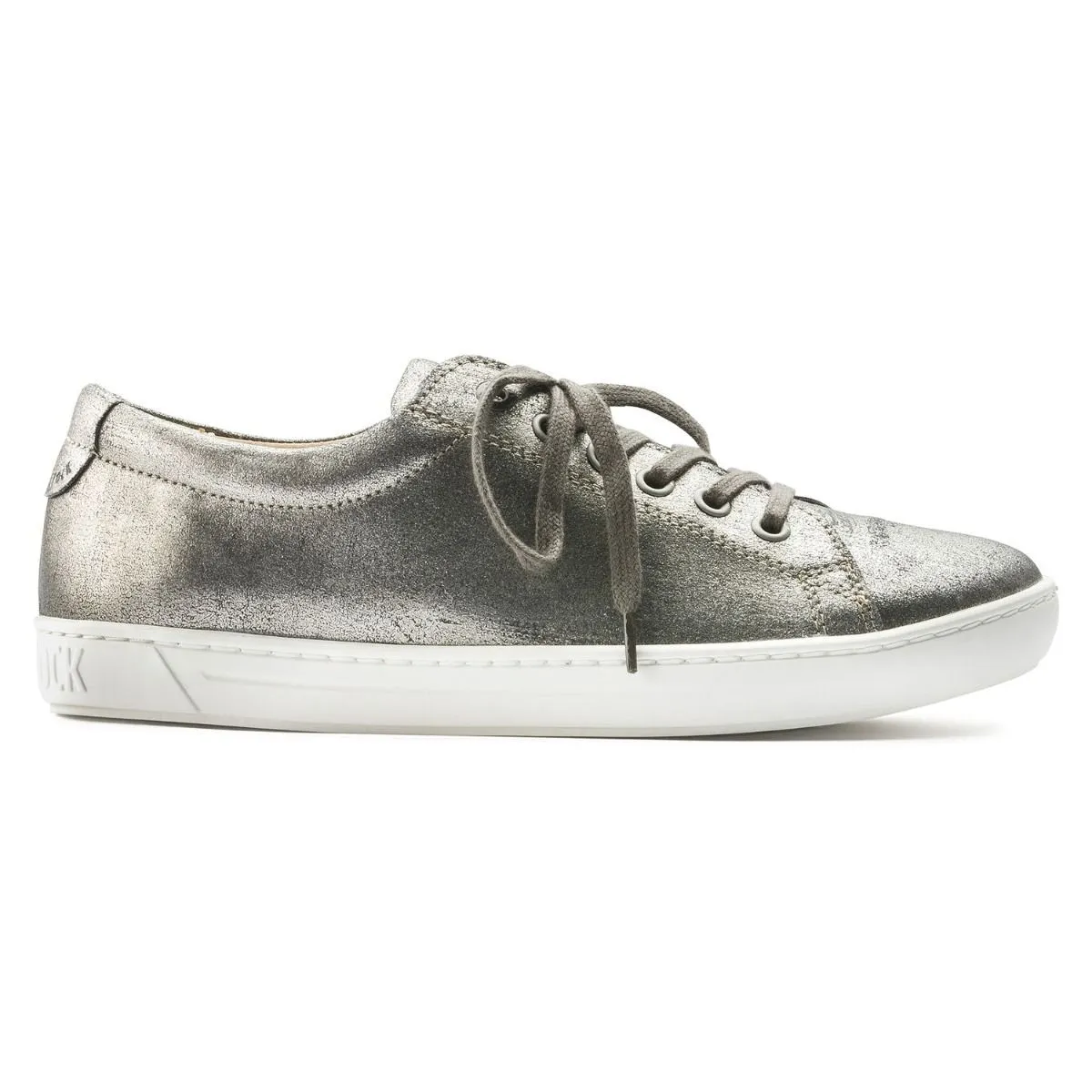 Birkenstock Arran Ladies Leather Metallic Silver Sneakers