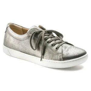 Birkenstock Arran Ladies Leather Metallic Silver Sneakers