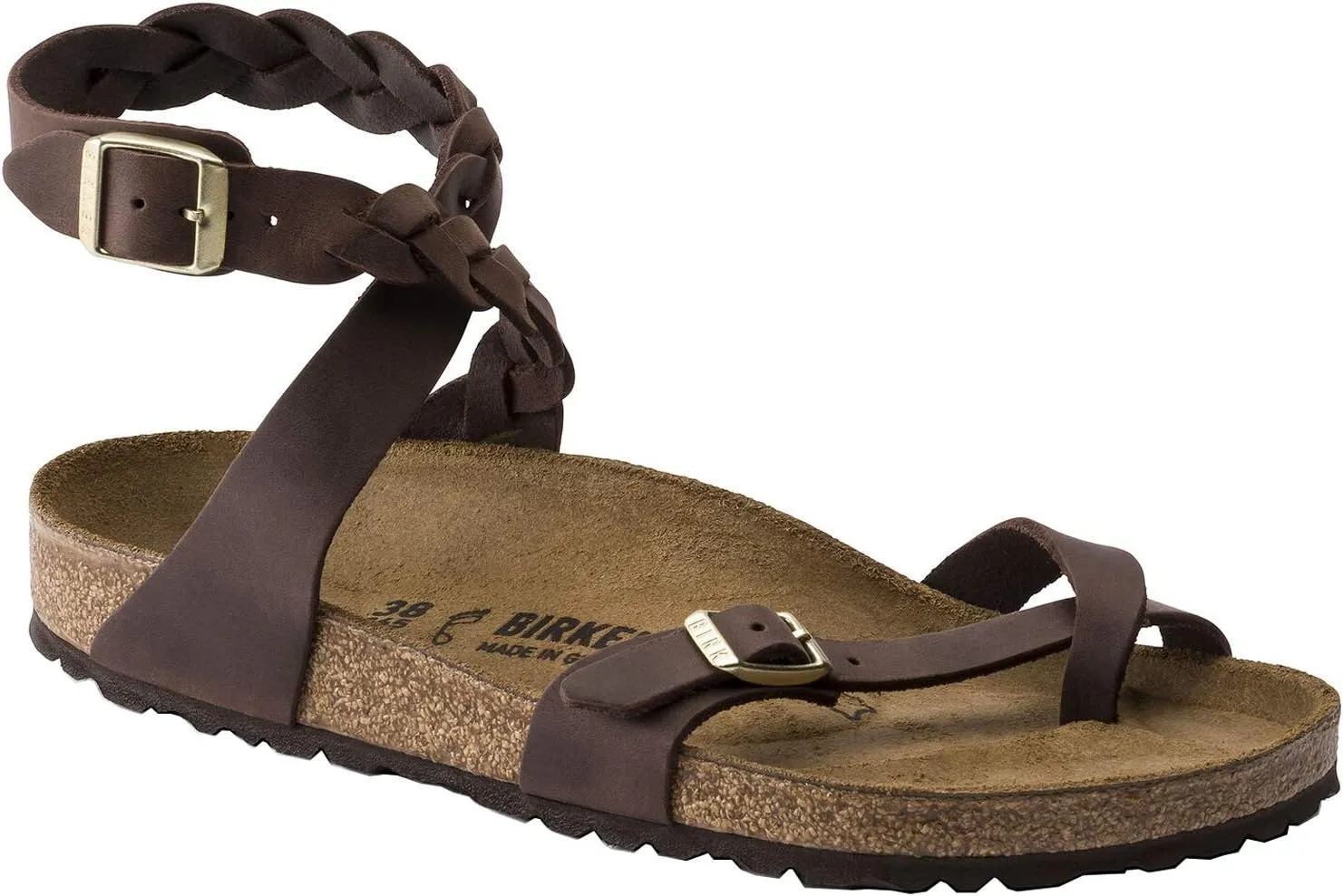 Birkenstock Womens Yara Braid Sandal, Habana Oiled Leather, Size 37 EU (6-6.5 M US Women)