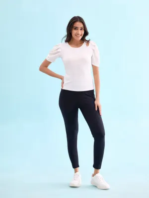 Black Cotton Stretch Yoga Legging