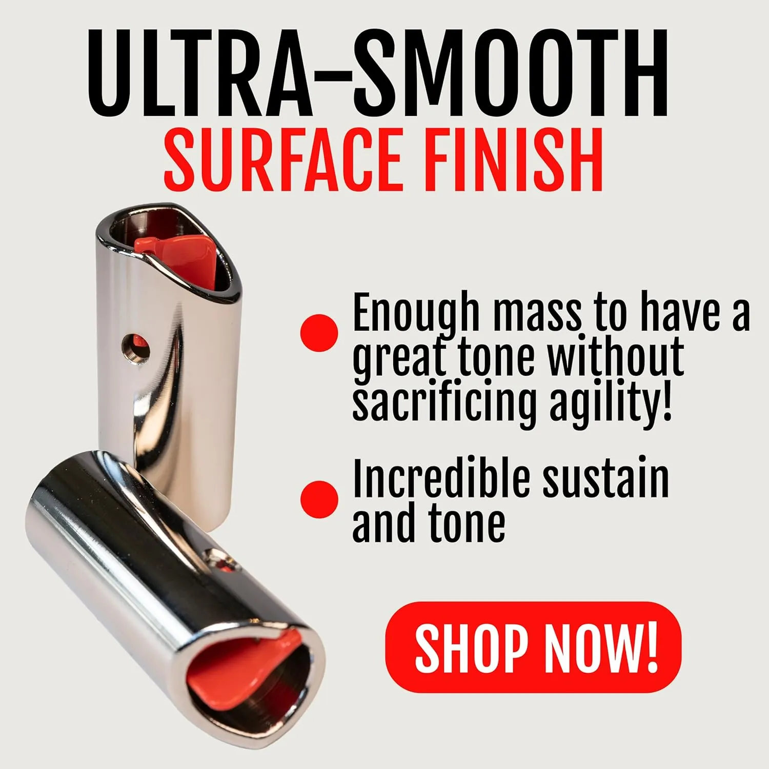 Black Mountain Ultra-Smooth Guitar Slides –Nickle Plated Patented Invention that Adapts to Your Finger, Durable and Comfortable Guitar Slider, Full Sized Slide with Spring-Arm Attachment - (Small)