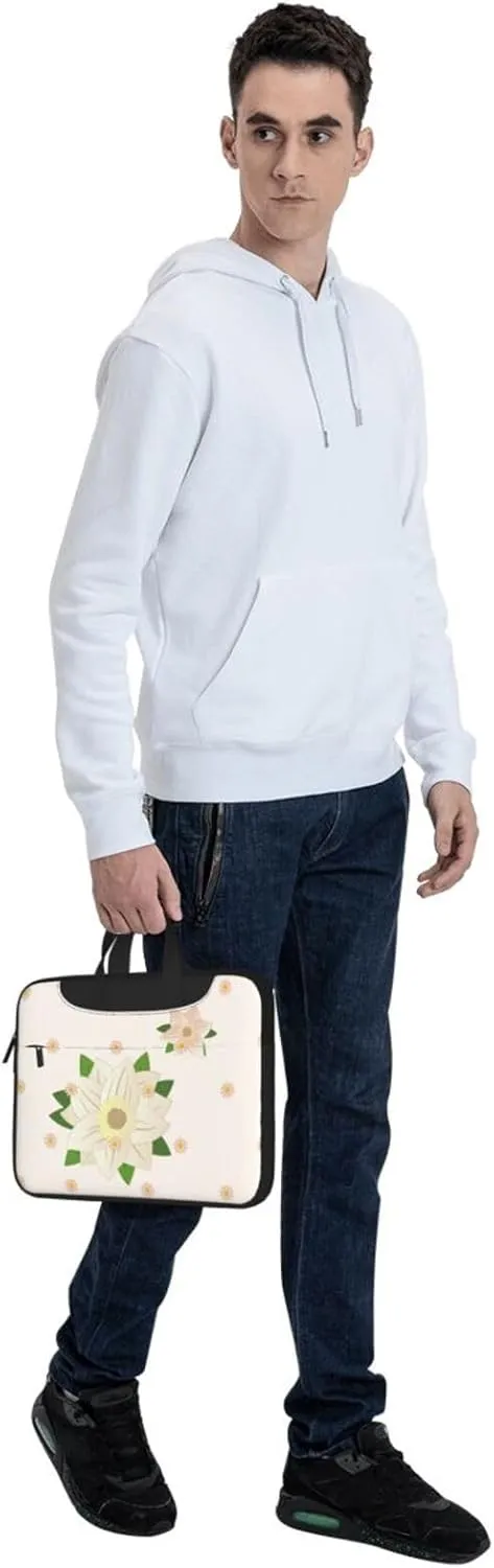 Blooming Hexagonal White Shockproof Portable Shoulder Laptop Bag For Daily Work Business Meetings