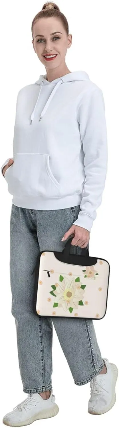 Blooming Hexagonal White Shockproof Portable Shoulder Laptop Bag For Daily Work Business Meetings