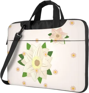 Blooming Hexagonal White Shockproof Portable Shoulder Laptop Bag For Daily Work Business Meetings