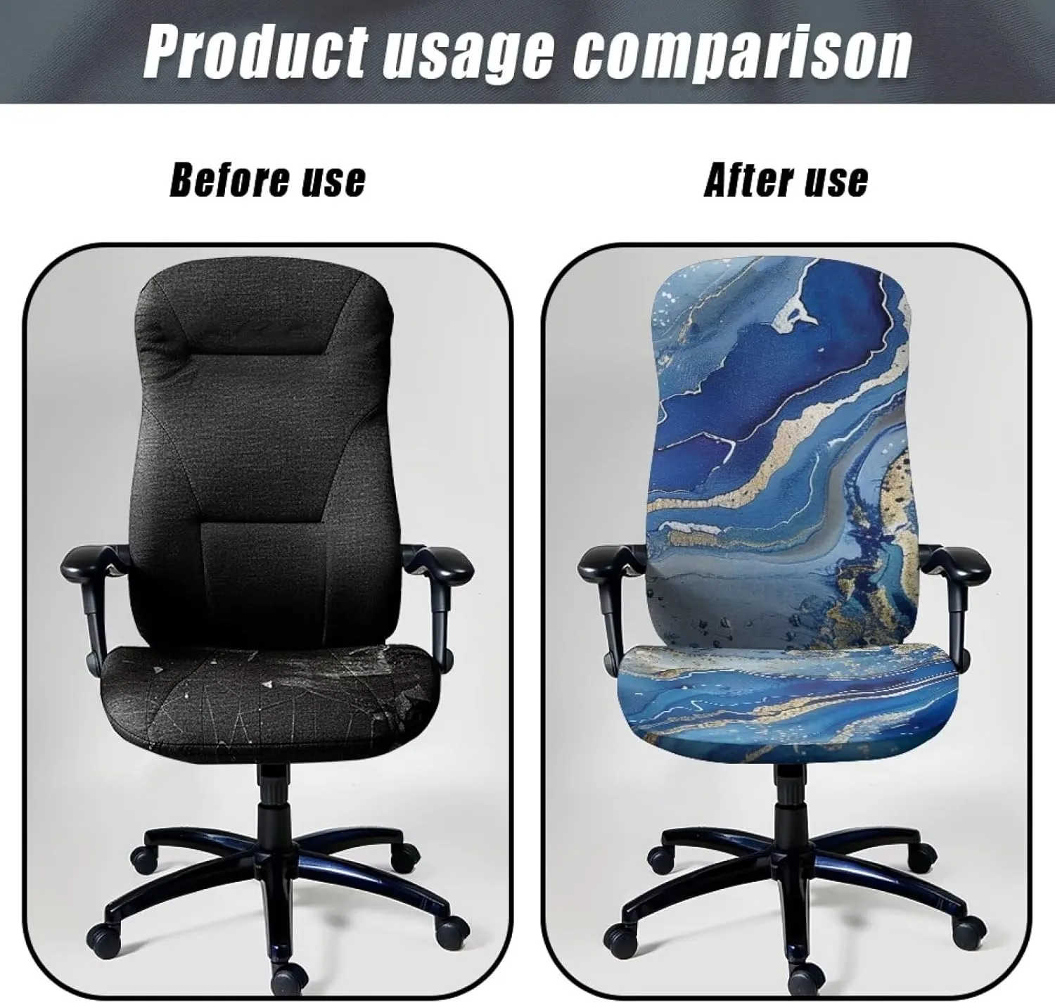 Blue Marble Print Starfish Seat Covers for Chairs Protective Stretch Decorative Fabric Cover Easy to Install Seat Cushion Split Protectors Lightweight Computer Office Chair Cover S