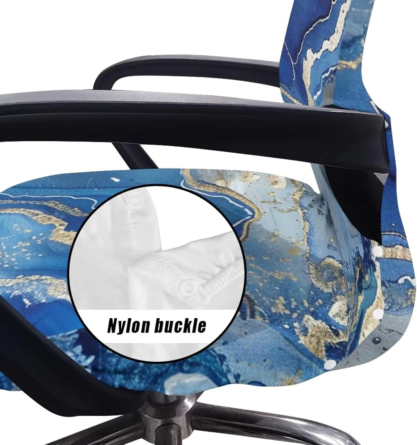 Blue Marble Print Starfish Seat Covers for Chairs Protective Stretch Decorative Fabric Cover Easy to Install Seat Cushion Split Protectors Lightweight Computer Office Chair Cover S