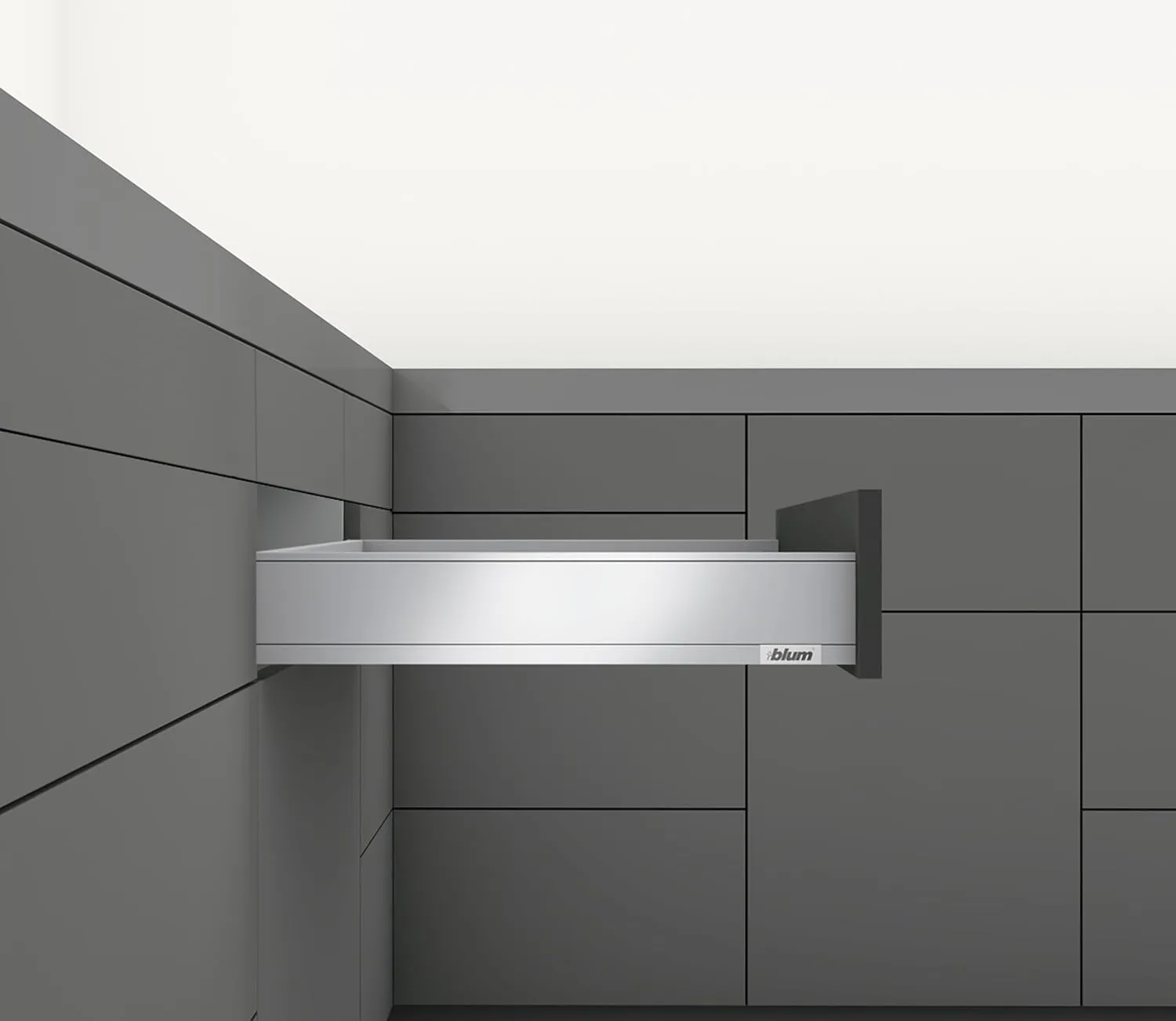 Blum 770M35S0S LEGRABOX 14" L x 3-9/16" H Full Extension Concealed Drawer System Kit - Brushed Stainless Steel