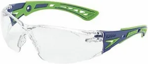 Bollé Safety 40256, Rush  Safety Glasses Platinum®,Blue & Green Frame, Clear Lenses