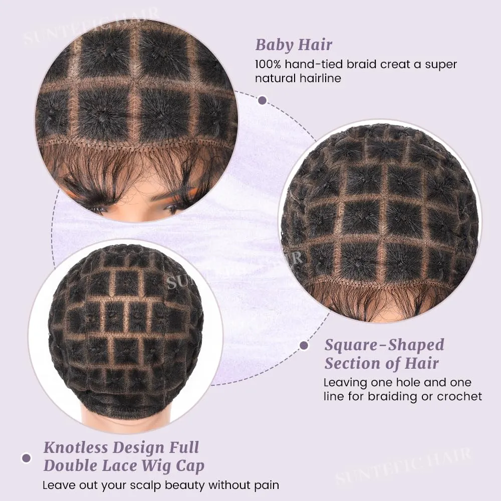 Braided Wig Cap With Baby Hair Crochet Wig Cap For Crochet Braids Hair Glueless Double Full Hd Lace Wig Caps For Black Women (Black-69)