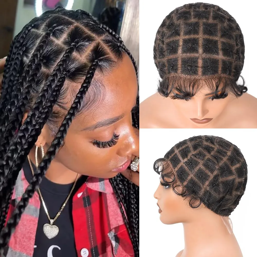 Braided Wig Cap With Baby Hair Crochet Wig Cap For Crochet Braids Hair Glueless Double Full Hd Lace Wig Caps For Black Women (Black-69)
