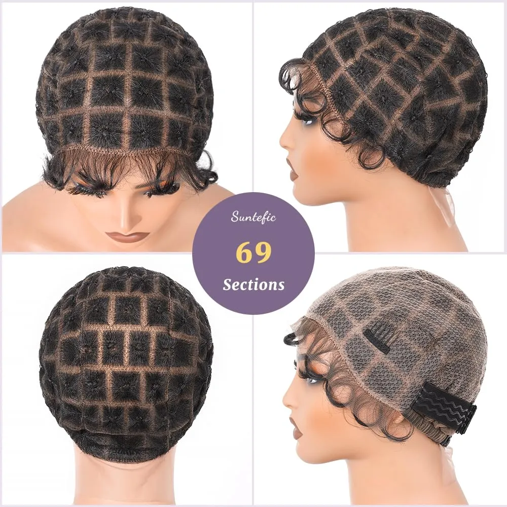 Braided Wig Cap With Baby Hair Crochet Wig Cap For Crochet Braids Hair Glueless Double Full Hd Lace Wig Caps For Black Women (Black-69)