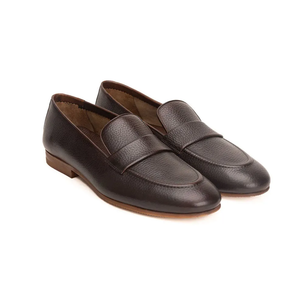 Brown Unlined Penny Strap Loafer