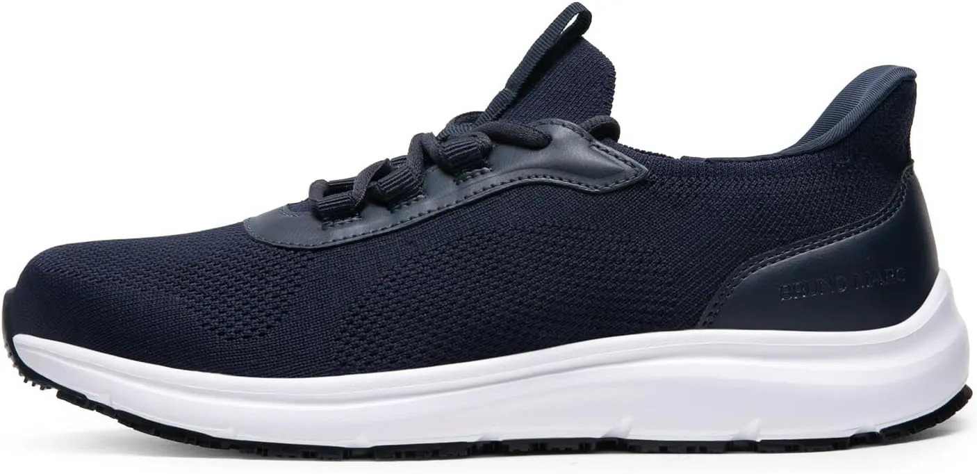 Bruno Marc Men's Hands Free Non Slip Work Shoes, Water Resistance Restaurant Slip on Food Service Sneakers