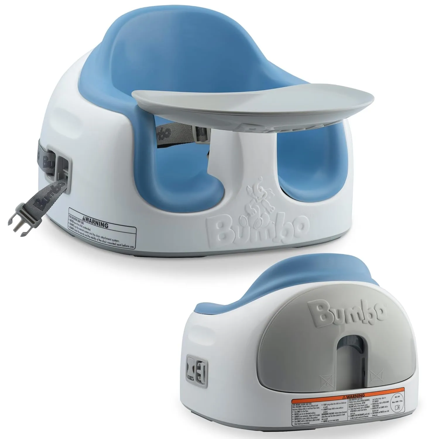 Bumbo 3-in-1 Baby Multi Seat Booster with Feeding Tray, 6-36 Months Old, Powder Blue - High Chair and Floor Seat Accessory for Babies, Infants, and Toddlers