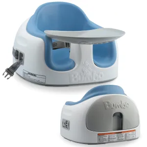 Bumbo 3-in-1 Baby Multi Seat Booster with Feeding Tray, 6-36 Months Old, Powder Blue - High Chair and Floor Seat Accessory for Babies, Infants, and Toddlers