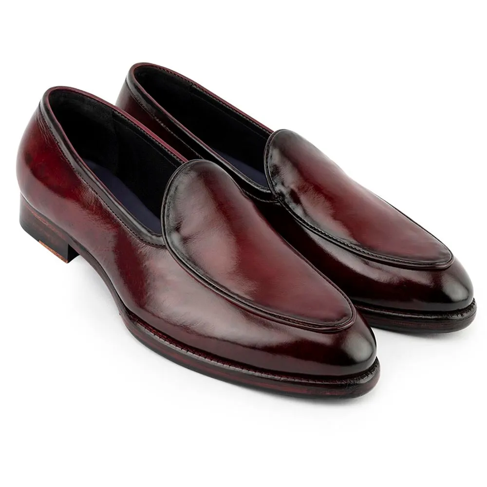 Burgundy Patina Glossed Belgian Loafer