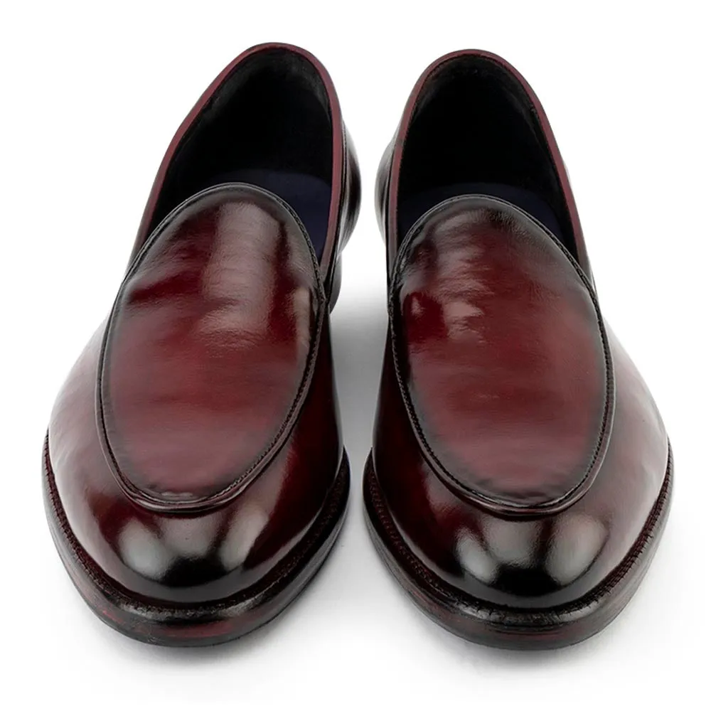 Burgundy Patina Glossed Belgian Loafer