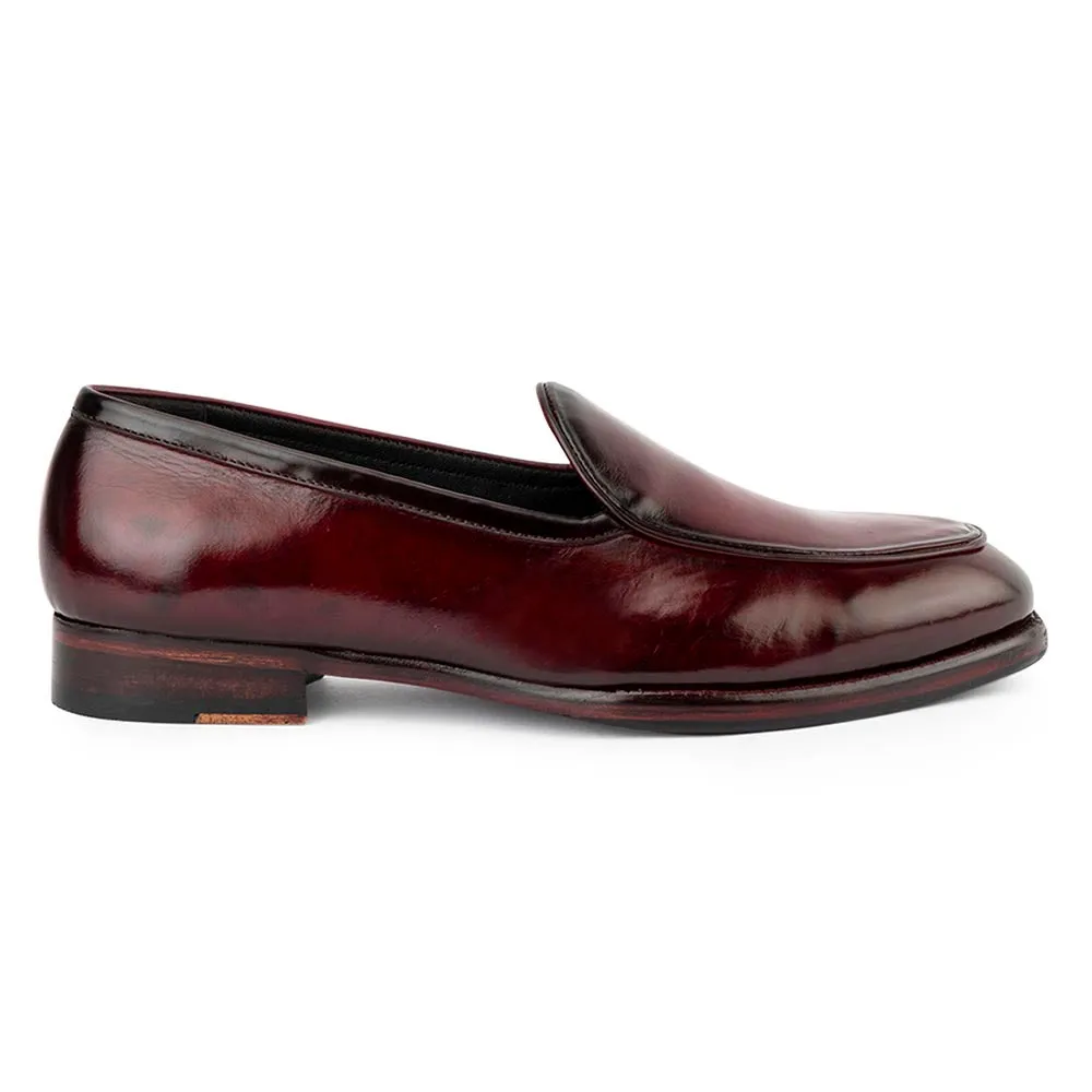 Burgundy Patina Glossed Belgian Loafer