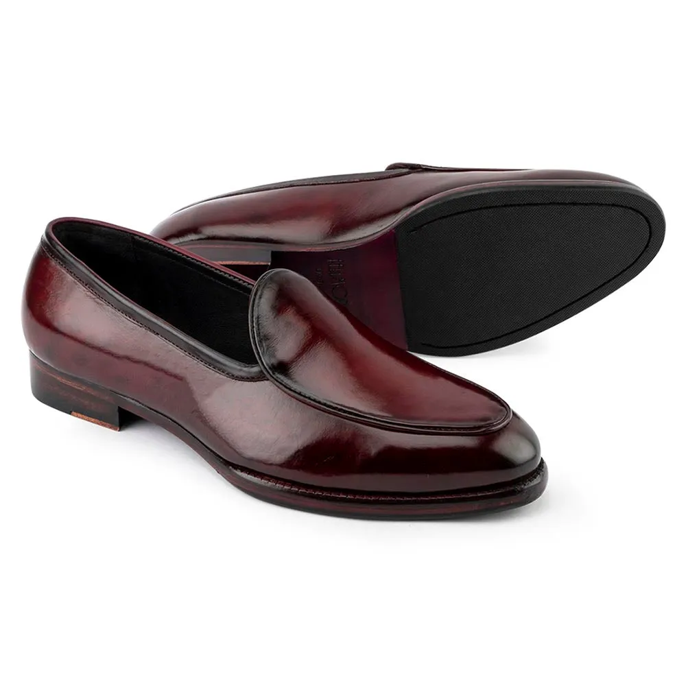 Burgundy Patina Glossed Belgian Loafer