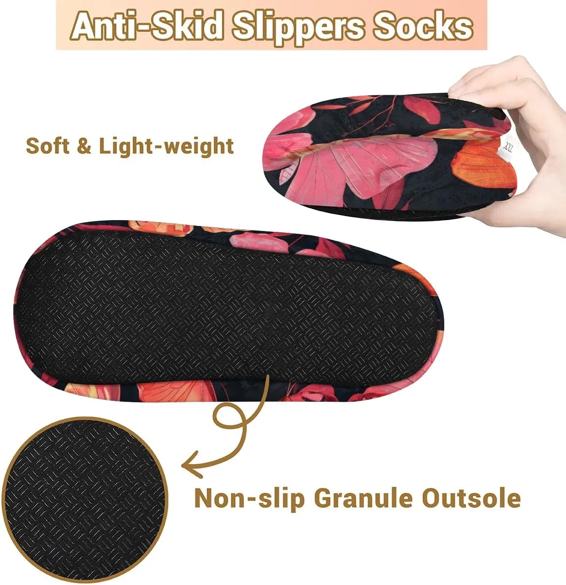 Butterflies Leaf Soft Home Slippers for Women Lightweight Men's House Shoes Women's Slippers