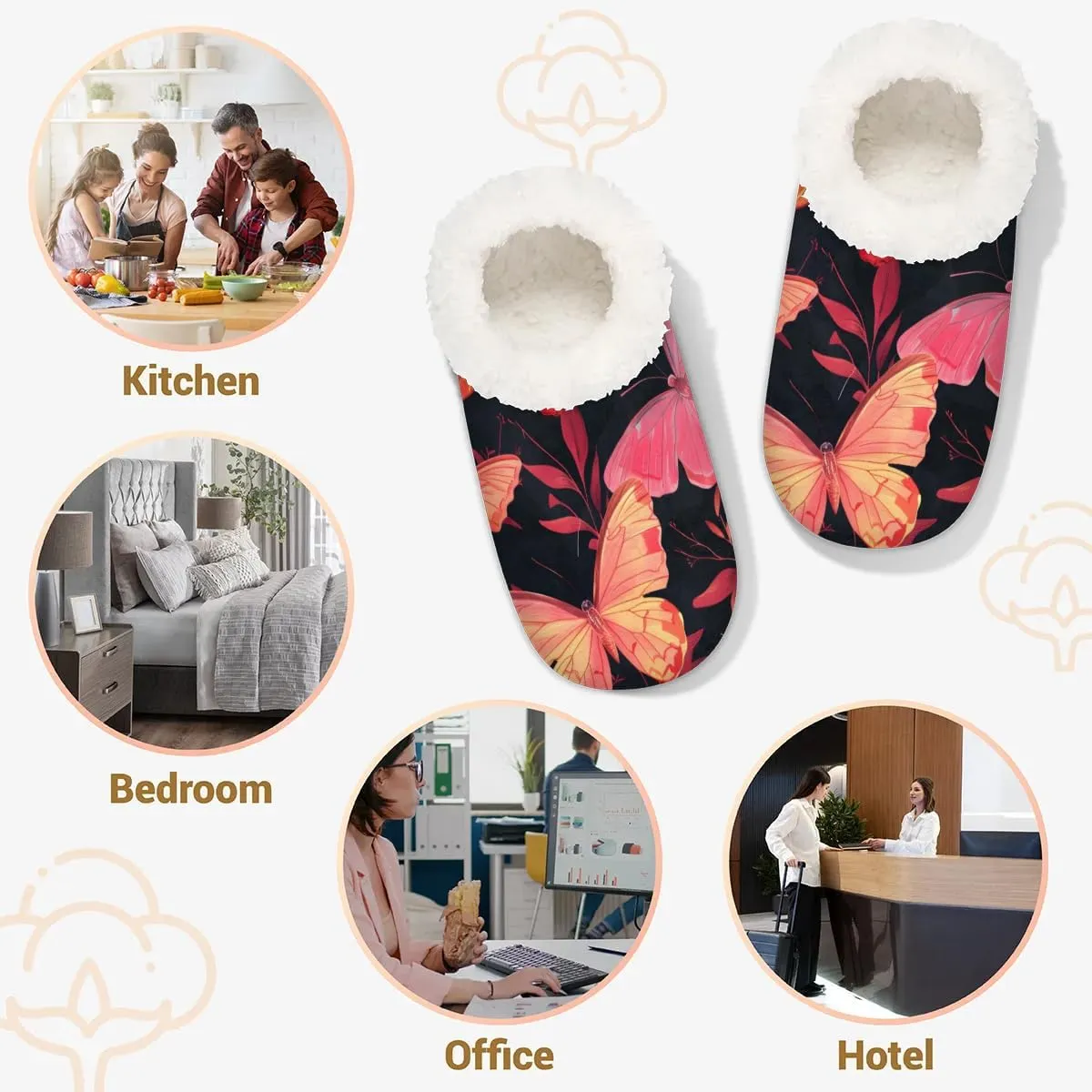 Butterflies Leaf Soft Home Slippers for Women Lightweight Men's House Shoes Women's Slippers