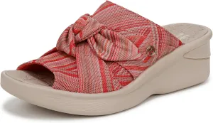 BZees Womens Smile Slide Sandal Coral Weekend Stripe Fabric 8 W