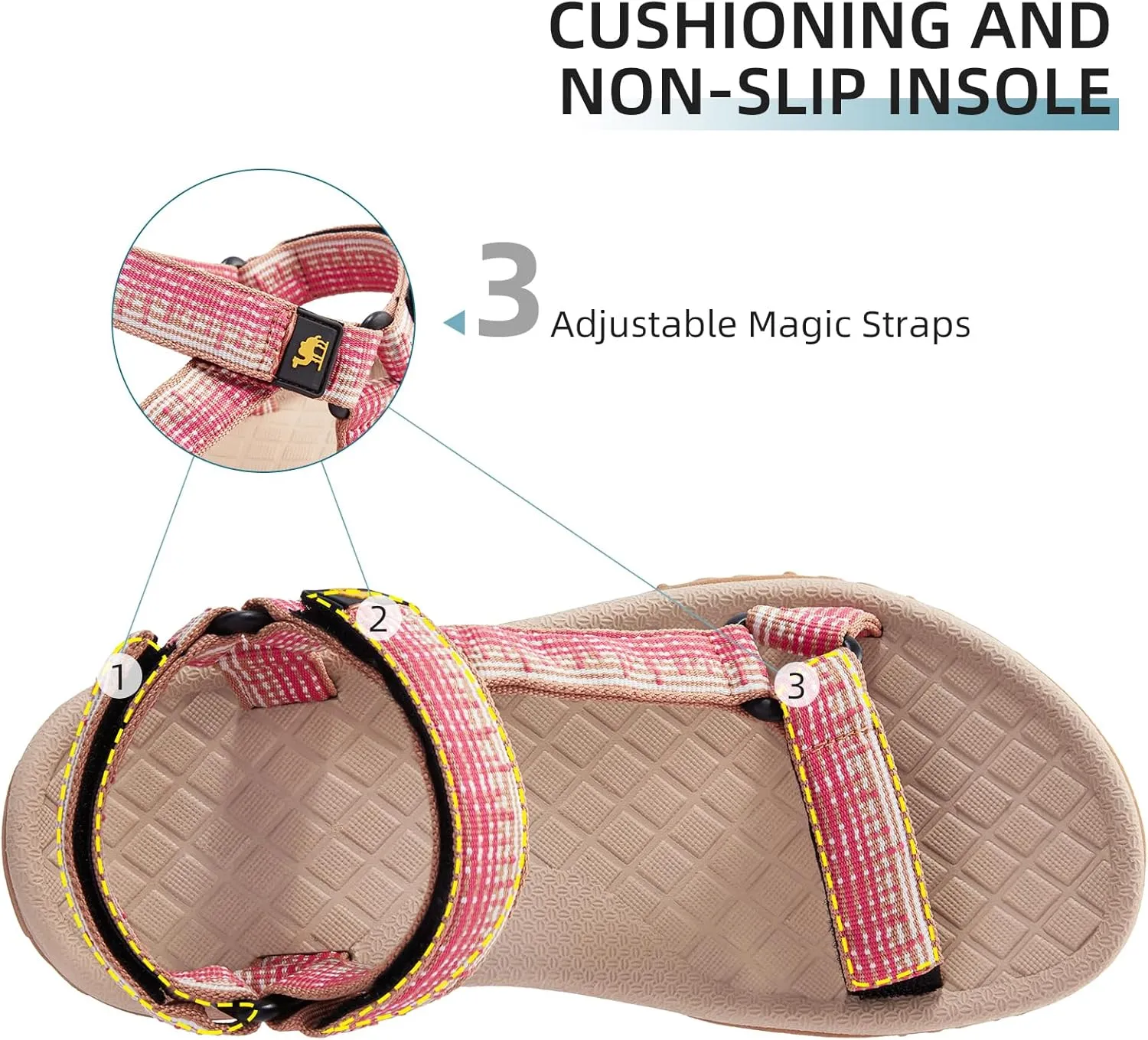 CAMEL CROWN Hiking Sport Sandals for Women Anti-skidding Water Sandals Comfortable Athletic Sandals for Outdoor Wading Beach