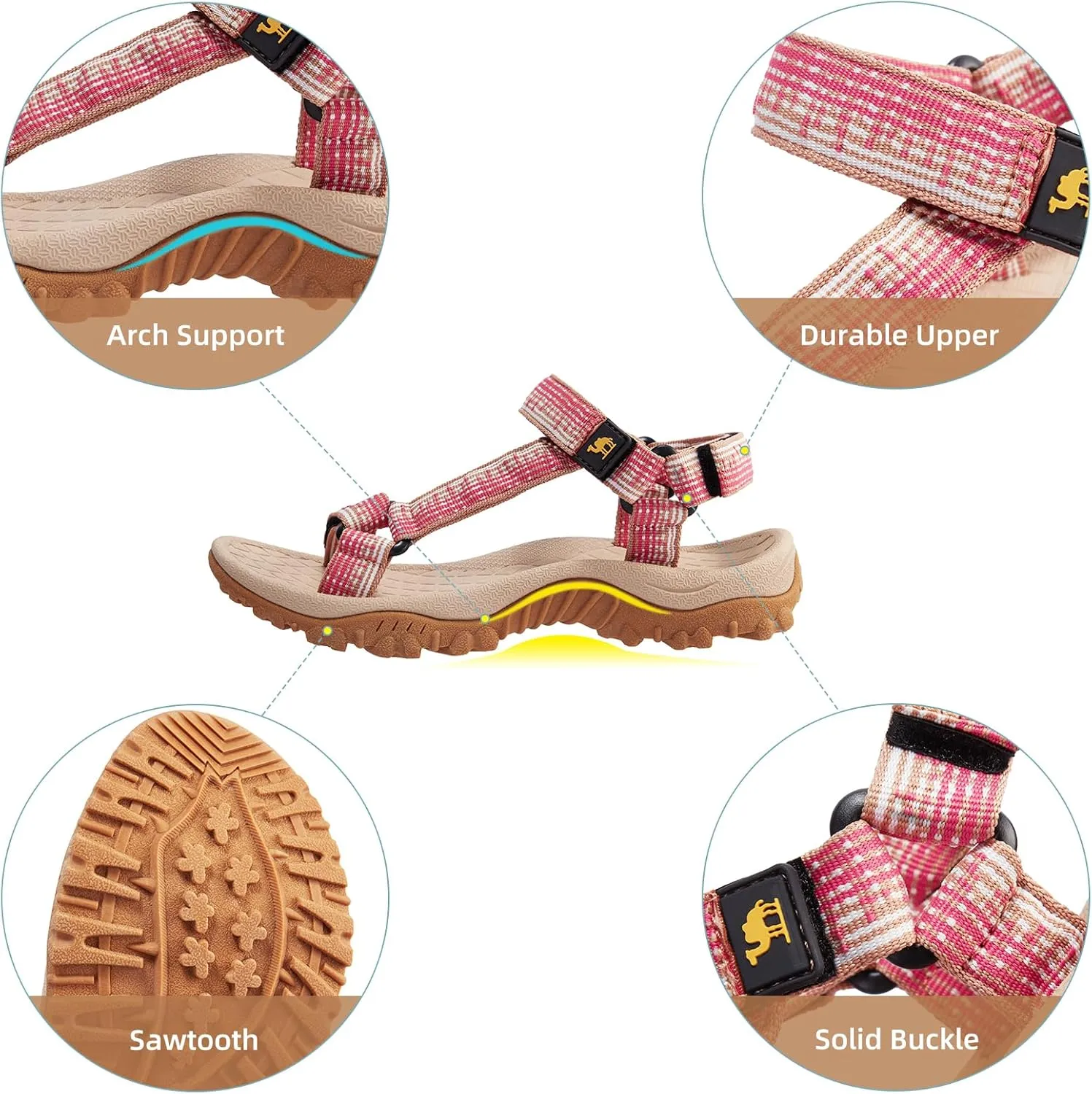 CAMEL CROWN Hiking Sport Sandals for Women Anti-skidding Water Sandals Comfortable Athletic Sandals for Outdoor Wading Beach