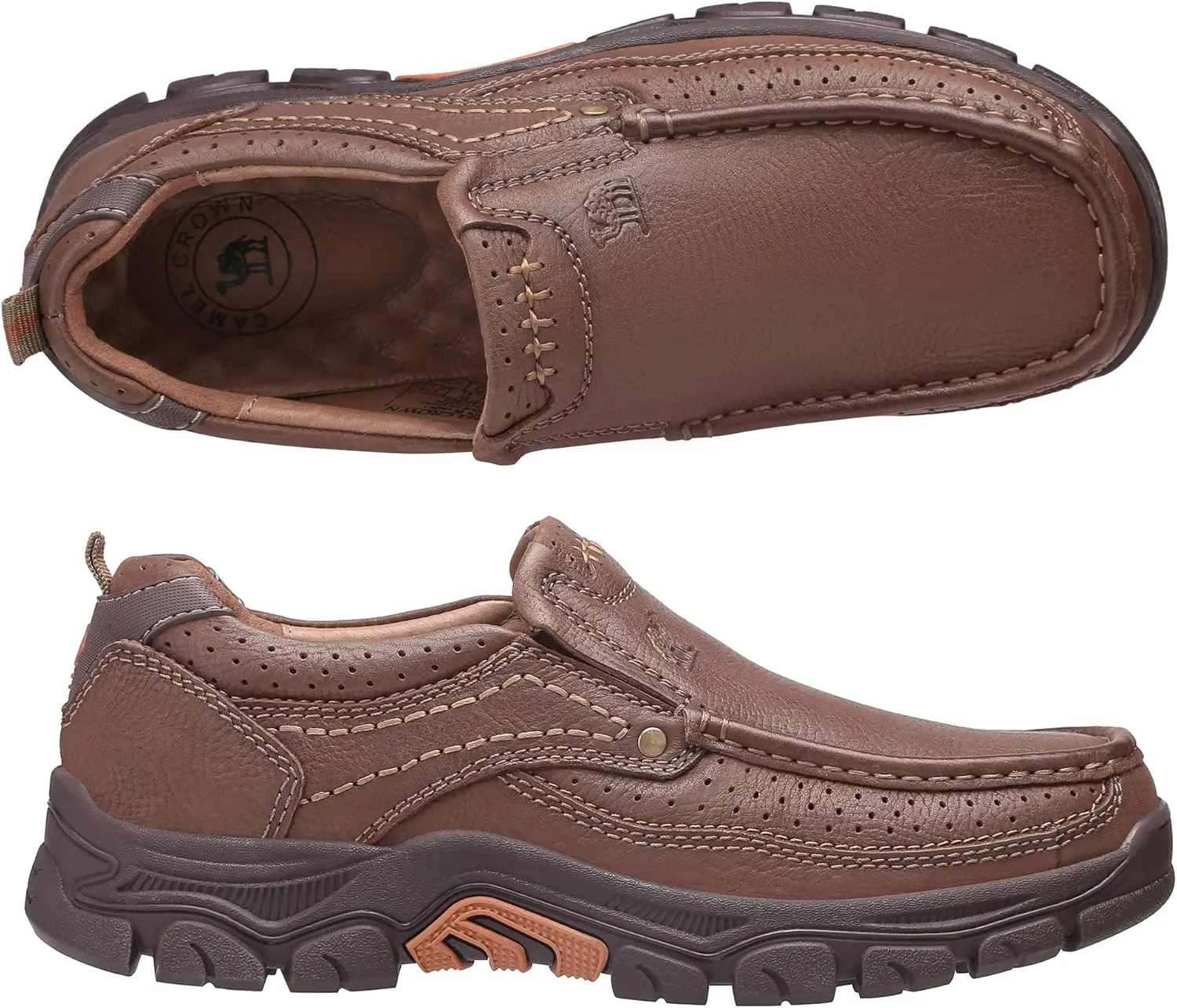 CAMEL CROWN Mens Loafers Slip On Loafer Leather Casual Walking Shoes Comfortable for Work Office Dress Outdoor