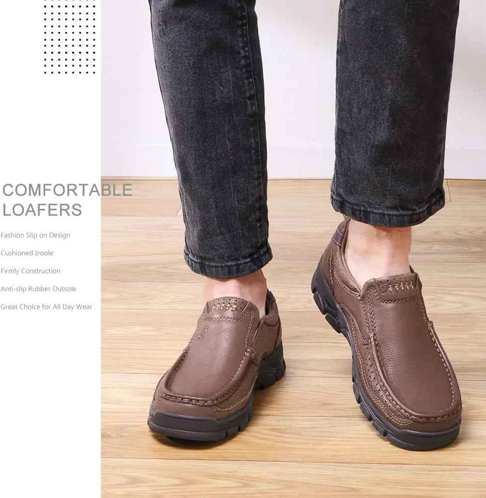 CAMEL CROWN Mens Loafers Slip On Loafer Leather Casual Walking Shoes Comfortable for Work Office Dress Outdoor