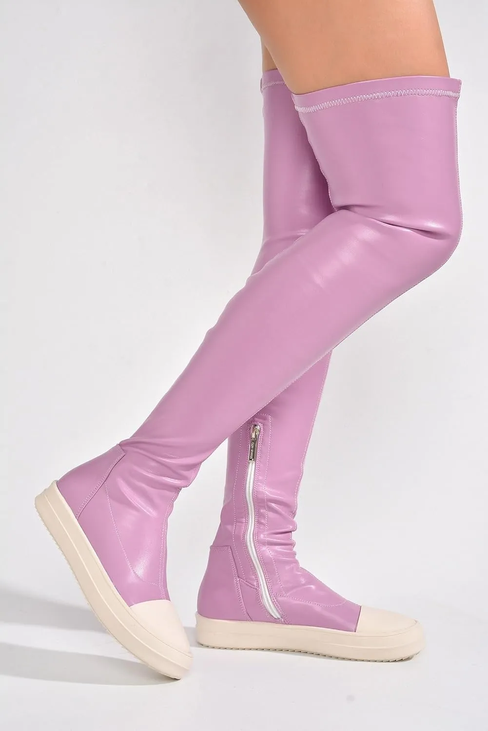 Cape Robbin Women Lug Sole Over the Knee Thigh high Round Toe Flat boots